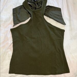 Sunday in Brooklyn Dark Green Ribbed Tank Top